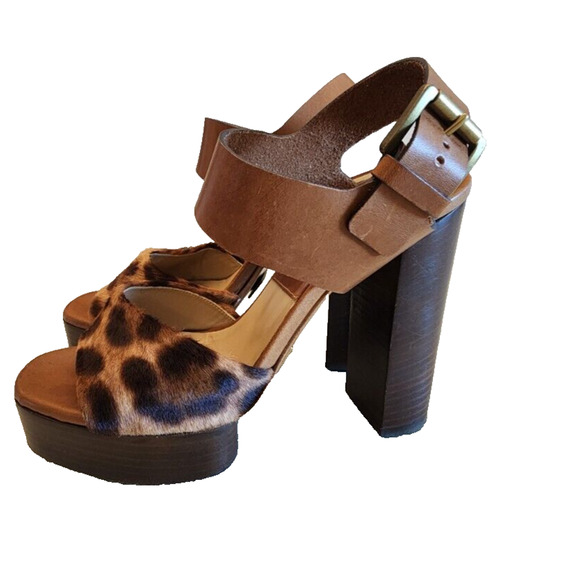 Michael Kors womens Animal print Leopard platform heels size 37.5 - Picture 3 of 10